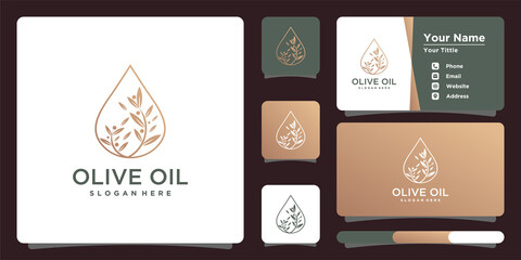 Fototapeta premium Olive oil logo design template unique and business card. Premium Vector