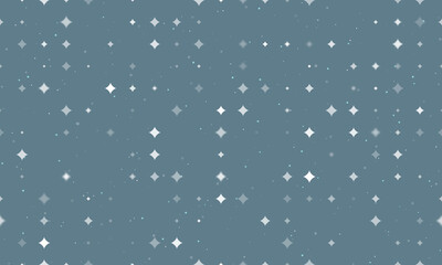 Fototapeta na wymiar Seamless background pattern of evenly spaced white star symbols of different sizes and opacity. Vector illustration on blue gray background with stars