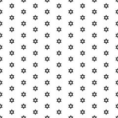 Square seamless background pattern from geometric shapes. The pattern is evenly filled with big black star of David symbols. Vector illustration on white background