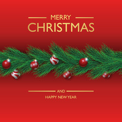 Fototapeta na wymiar Christmas banner background design on red background, Christmas cover background,, greeting card, vector illustration