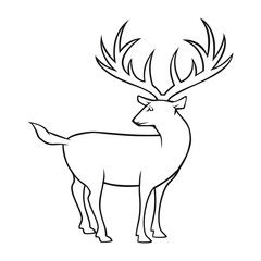 Line art vector of deer with large antler