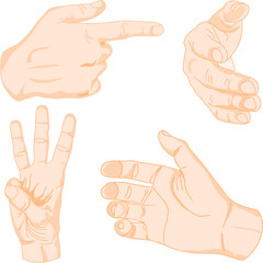 Grupo de diferentes manos de hombre blanco cauc&aacute;sico en distintas posiciones y formas N4