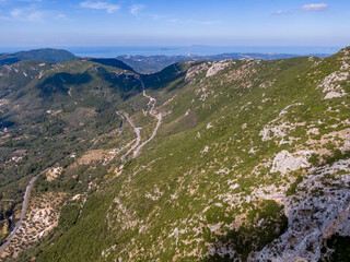 Fototapeta na wymiar road in the mountains in corfu island