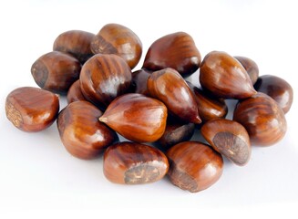 brown edible nuts of Castanata sativa 