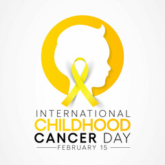 International Childhood Cancer day (ICCD) is observed every year on February 15,  to raise awareness, and to express support for children and adolescents with cancer. Vector illustration