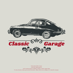 classic car vector logo emblem, vintage logo style
