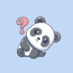 Cute panda confused cartoon