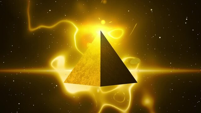3D Gold triangle Moving in a circle animation