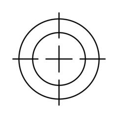 Round target with a cross inside. Simple outline black and white vector icon with thin lines. Editable line thickness