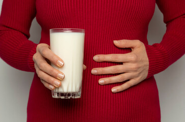 lactose intolerance. Stomach pain from milk