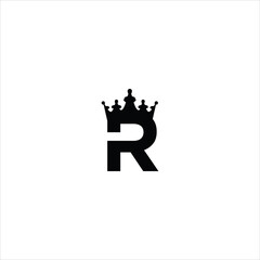 letter r logo vector crown template