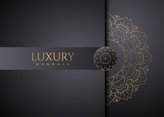 Luxurious golden mandala vector. Luxurious mandala ornament background. Golden pattern. Luxury decoration mandala gift card. Decoration mandala pattern on a black background.