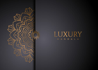 Luxurious mandala ornament background with golden pattern. Decoration mandala pattern on a black background. Luxury decoration mandala gift card. Luxurious golden mandala vector.