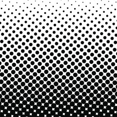 White and black circles, gradient halftone background. Vector illustration.