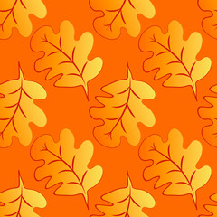 Naklejka na ściany i meble Seamless pattern on a square background - oak leaves - abstraction, surreal. Design element