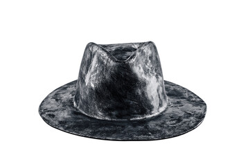 Dirty black retro hat isolated on white background with clipping path