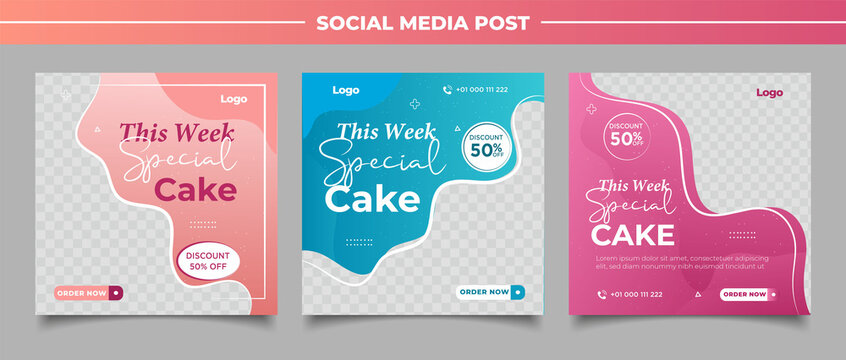 special cake banner for social media template post	
