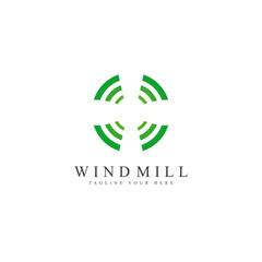 Green Windmill Logo Design Vector Template