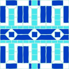 Vintage mosaic pattern. Blue portuguese tile.
