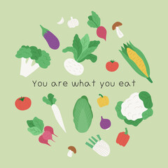 Round shape collection of vegetables