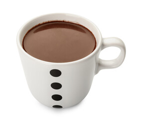 Cup of natural hot chocolate on white background