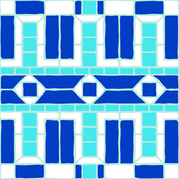 Vintage mosaic pattern. Blue portuguese tile.