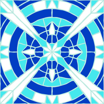 Vintage mosaic pattern. Blue portuguese tile.
