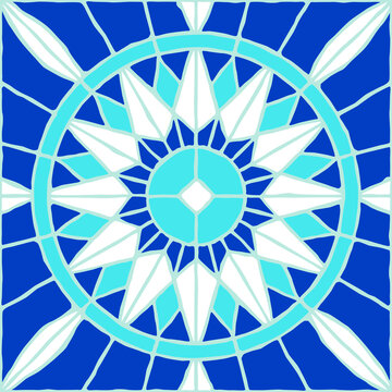 Vintage mosaic pattern. Blue portuguese tile.