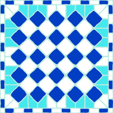 Vintage mosaic pattern. Blue portuguese tile.