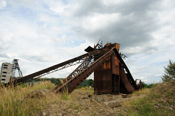 Fototapeta na wymiar factory. vertical shaft of an abandoned salt mine in ukraine