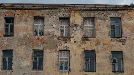 windows, street art, old, building, wall, dilapidation