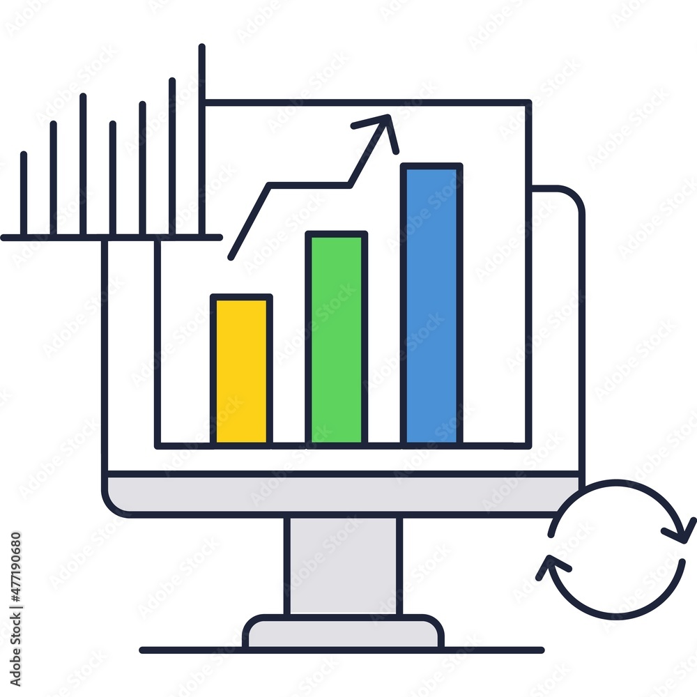 Poster business data graph chart on computer screen