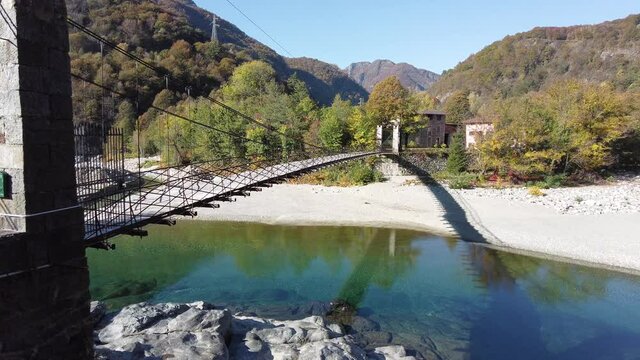 Idyllic landscape near Varallo, during fall season, in Valsesia (Sesia Valley). Province of Vercelli, Piedmont, Italy.