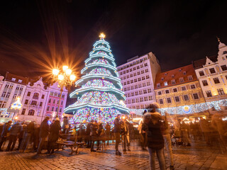 Wrocław Poland City Shape Twin Towers during Night 