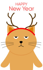 Happy new year card with cat. Disgruntled cat in card. Gift card.