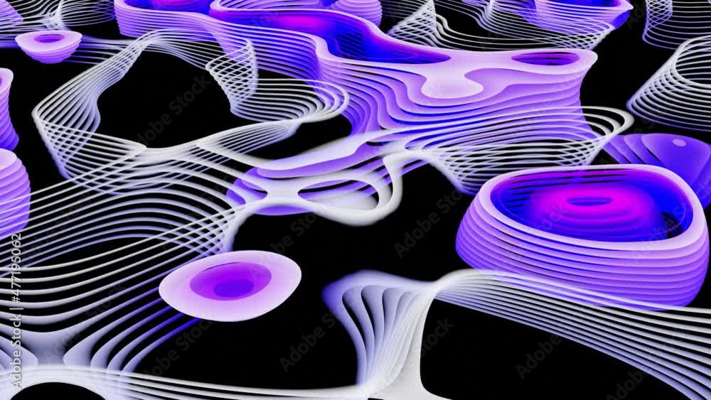 Poster blots on a black background.design. multicolored spots develop and move connecting and disconnecting