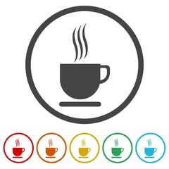 Coffee cup icon isolated on white background, color set
