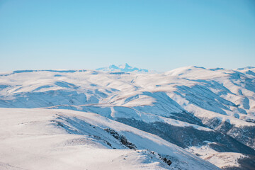 ski resort in the winter mountains