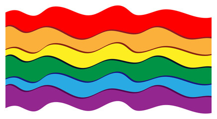 Rainbow pride flag LGBTQ+ symbol Paper cut Design element. Vector illustration. Isolated on white background