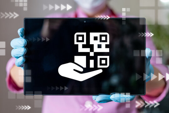 Covid-19 certificate medical pass concept. QR code technology vaccination passport.