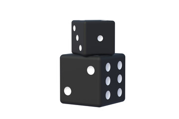 Black dice isolated on white background. 3d render