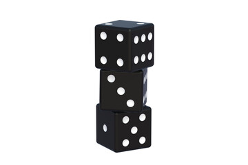 Heap of black dice isolated on white background. 3d render