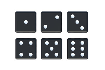 Set of black dice isolated on white background. 3d render