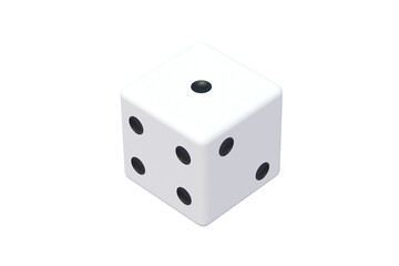 White dice isolated on white background. 3d render