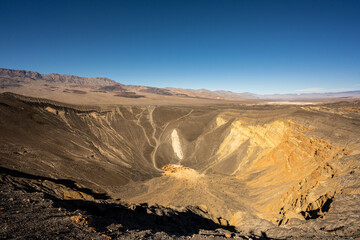 Fototapeta na wymiar Parking Area Can Be Seen Across Ubehebe Crater In Death Valley