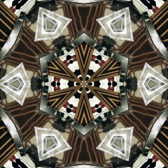 Industrial pattern with clock mechanism kaleidoscope underground abstract architechtural ornament