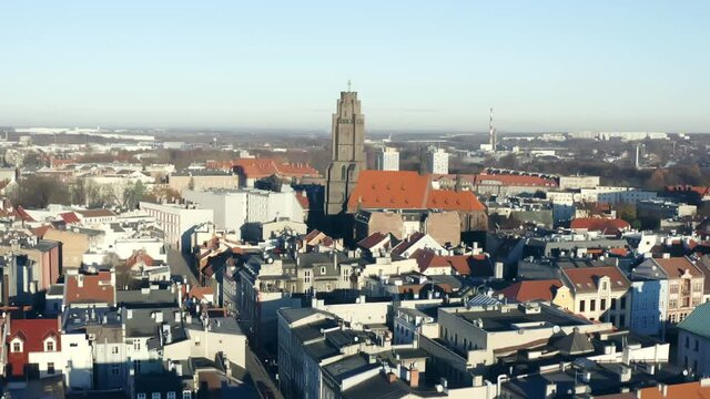 Perspective on all saints church located in Gliwice city