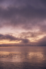 Lake Mjøsa by the town of Gjøvik in winter.