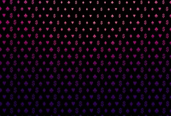 Dark purple vector template with poker symbols.