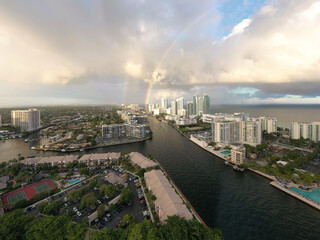 Fototapeta na wymiar Hallandale and Miami Beach Florida after a Storm